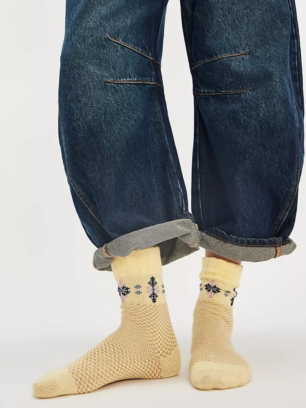 Free People Mosaic Socks in Yellow | NWT